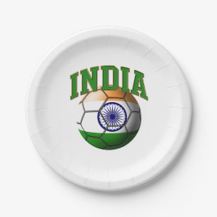 Flag of India Soccer Ball Paper Plate