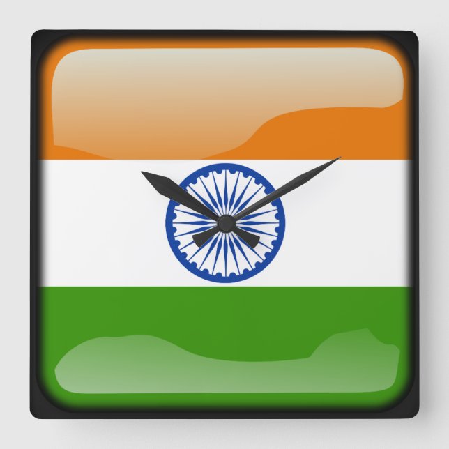Flag of India Square Wall Clock (Front)