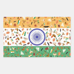 Flag of India with cultural items Sticker