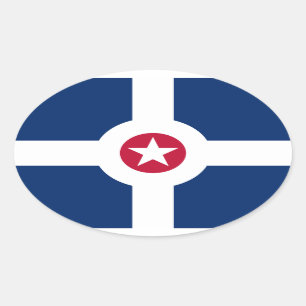 Flag of Indianapolis, Indiana Oval Sticker