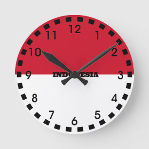 Flag of Indonesia Round Clock