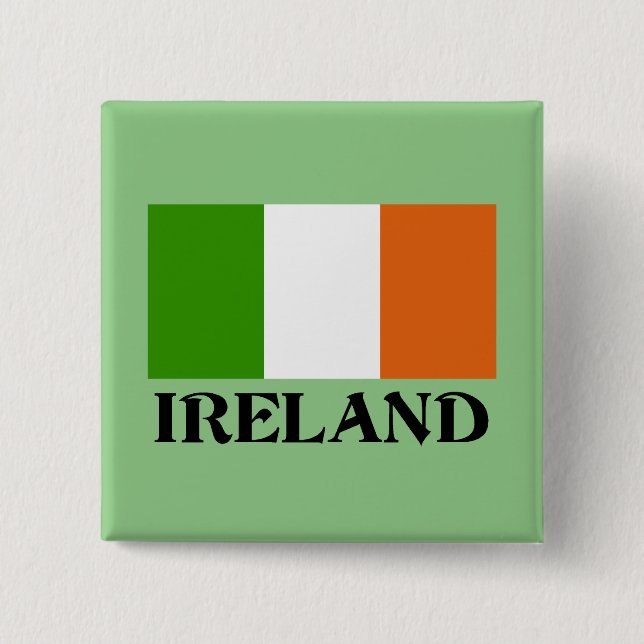 Flag of Ireland 2 Inch Square Button (Front)