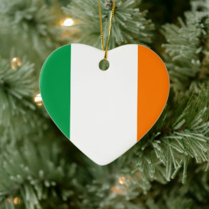 Flag of Ireland Heart Ceramic Ornament