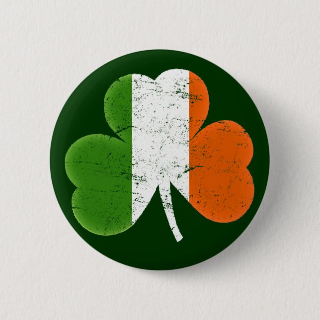 Flag of Ireland Shamrock Irish 2 Inch Round Button (Front)