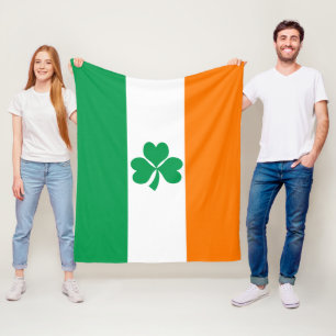 Flag of Ireland Shamrock medium Fleece Blanket