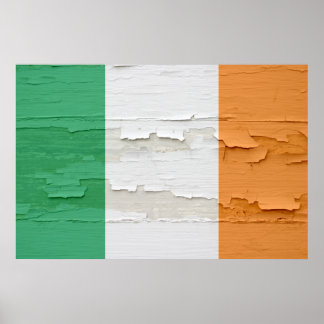 Flag of Ireland Weathered Paint Poster