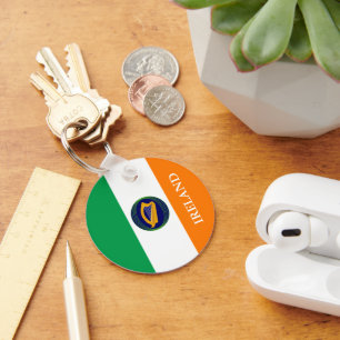 Flag of Ireland with Coat of Arms Keychain