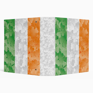 Flag of Ireland with shamrocks pattern 3 Ring Bind Binder