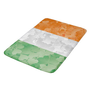 Flag of Ireland with shamrocks pattern Bath Mat