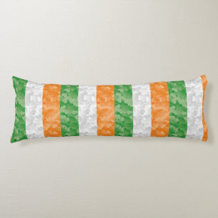 Flag of Ireland with shamrocks pattern Body Pillow