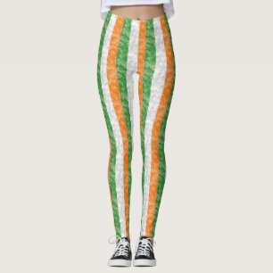  Flag of Ireland with shamrocks pattern Leggings