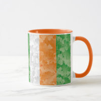 Flag of Ireland with shamrocks pattern