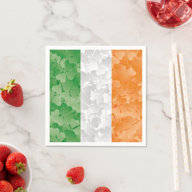 Flag of Ireland with shamrocks pattern Napkin (Insitu)