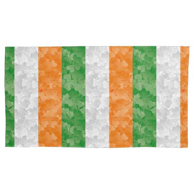 Flag of Ireland with shamrocks pattern Pillowcase (Front-Left)