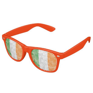 Flag of Ireland with shamrocks pattern Retro Sungl Retro Sunglasses