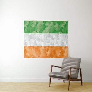 Flag of Ireland with shamrocks pattern Tapestry