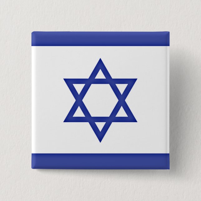 Flag of Israel  2 Inch Square Button (Front)