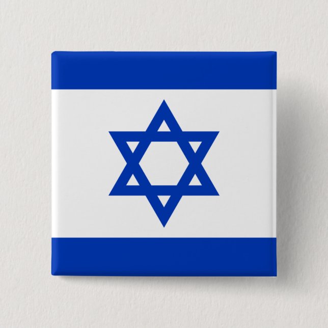 Flag of Israel 2 Inch Square Button (Front)