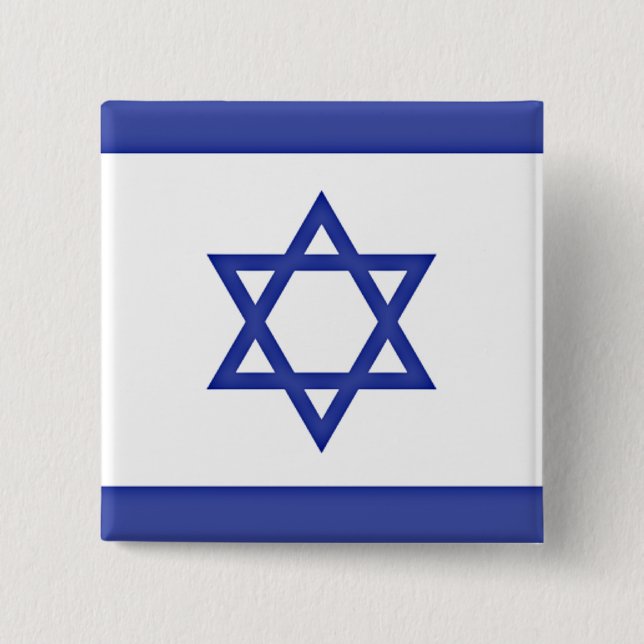 Flag of Israel 2 Inch Square Button (Front)