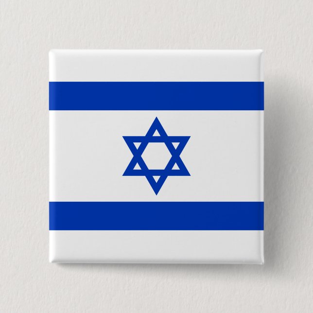 Flag of Israel 2 Inch Square Button (Front)