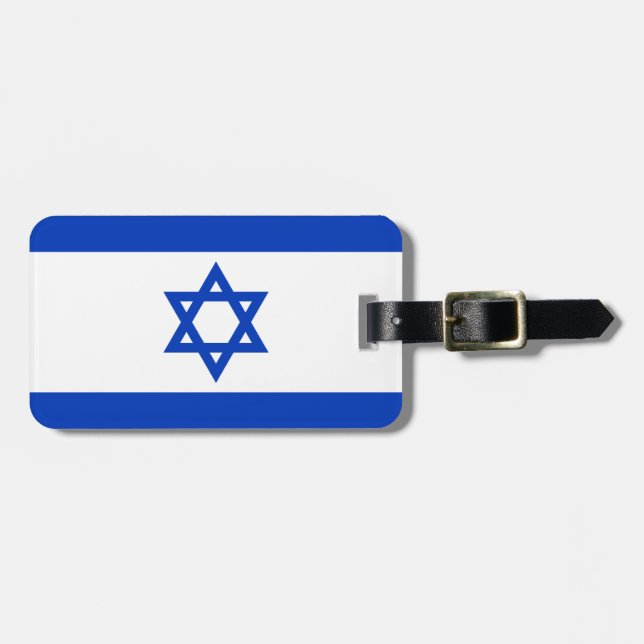 Flag of Israel Luggage Tag w/ leather strap (Front Horizontal)