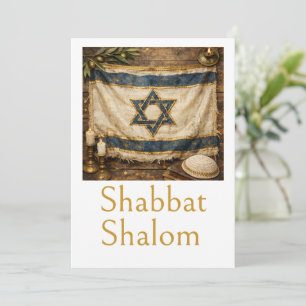 Flag of Israel, Shabbat Shalom, Rustic Farmhouse  Card