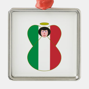 Flag of Italy Angel Metal Ornament