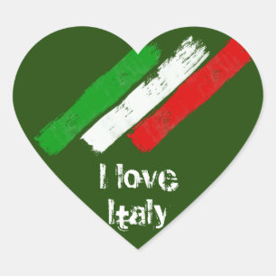 Flag of Italy. I love Italy. Heart Sticker