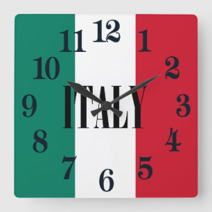 Flag of Italy Italia Italian Il Tricolore Square Wall Clock