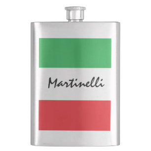 Flag of Italy Italian Tricolore Personalized Name Hip Flask