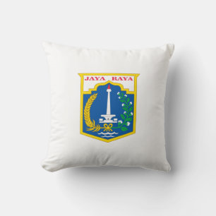 Flag of Jakarta (Indonesian Capital City) Throw Pillow