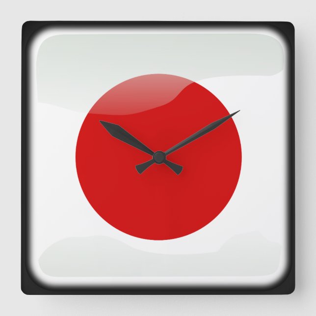 Flag of Japan Square Wall Clock (Front)