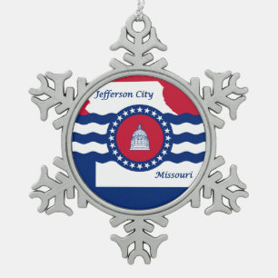 Flag of Jefferson city, Missouri Snowflake Pewter  Christmas Ornament