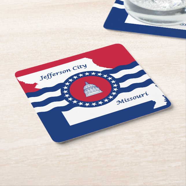 Flag of Jefferson city, Missouri Square Paper Coas Coaster (Angled)