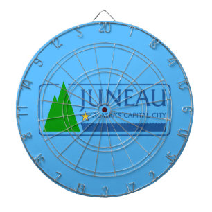 Flag of Juneau, Alaska Dartboard With Darts