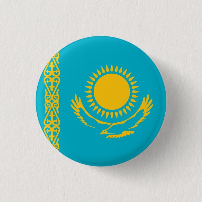 Flag of Kazakhstan 1 Inch Round Button (Front)