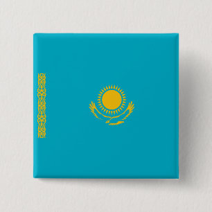 Flag of Kazakhstan 2 Inch Square Button