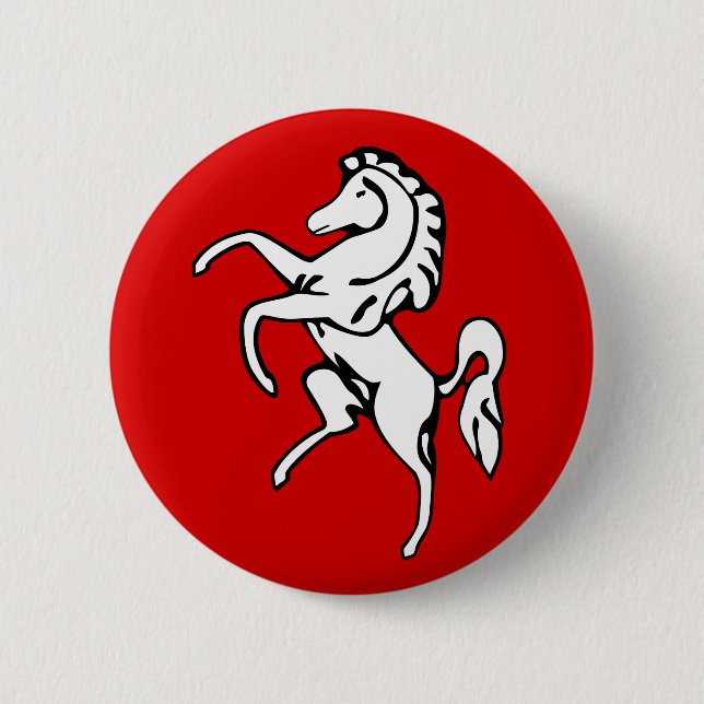 Flag of Kent (White Horse) (County of England, UK) 2 Inch Round Button (Front)