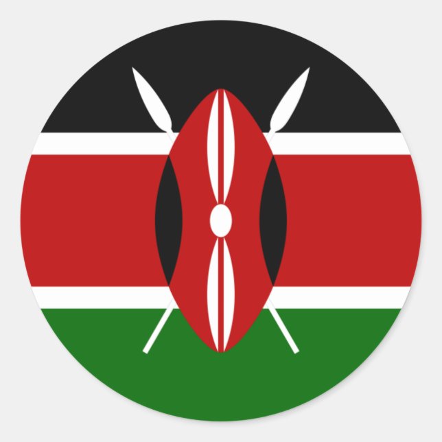 Flag of Kenya Africa Classic Round Sticker (Front)