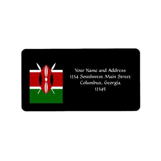 Flag of Kenya Africa Label (Front)