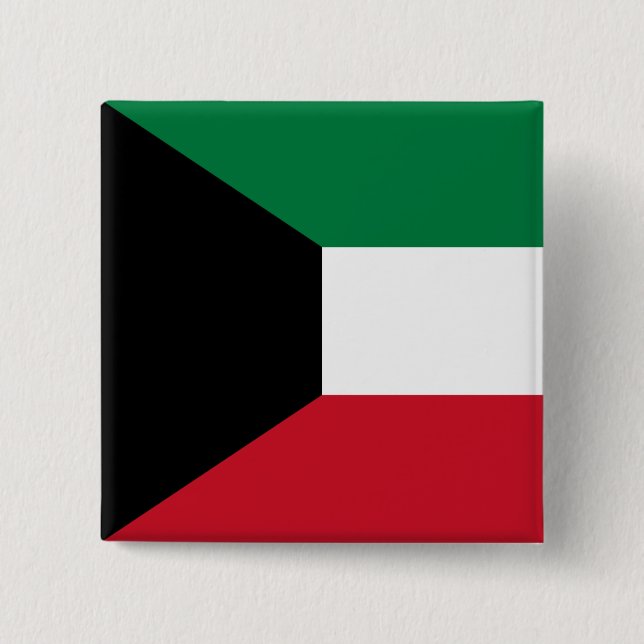 Flag of Kuwait 2 Inch Square Button (Front)