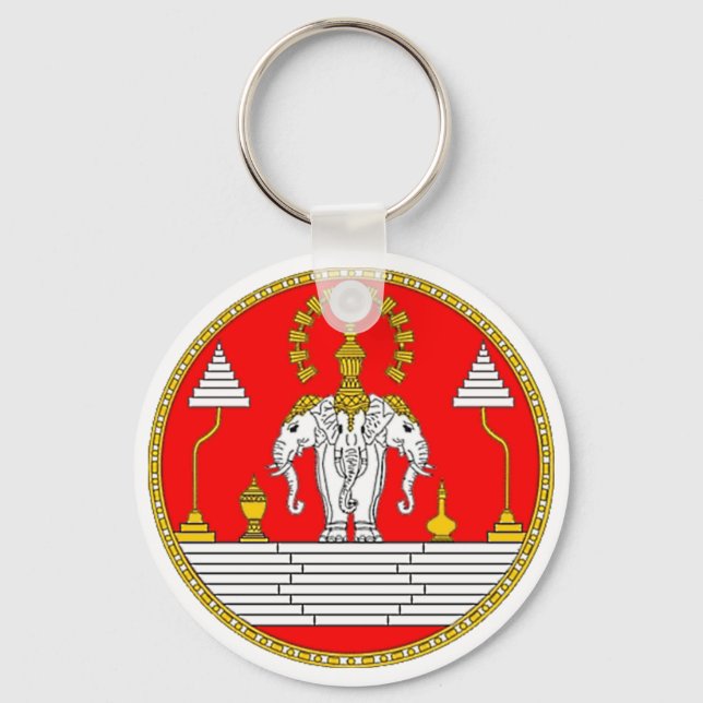 FLAG OF LAOS THREE HEAD ELEPHANT KEYCHAIN (Front)