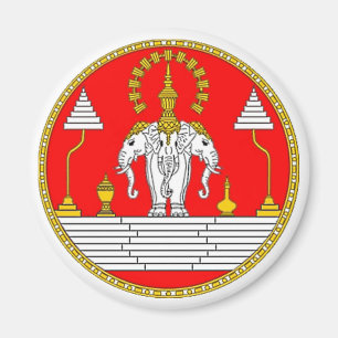 FLAG OF LAOS THREE HEAD ELEPHANT MAGNET