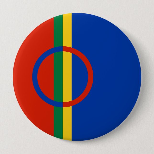Flag of Lapland (Christmas) (Sami) (Laplander) 4 Inch Round Button (Front)