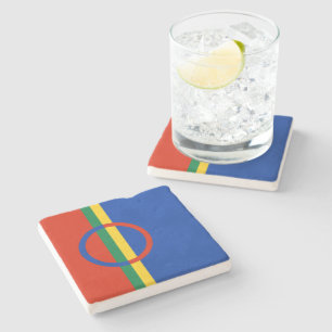 Flag of Lapland (Christmas) (Sami) (Laplander) Stone Coaster