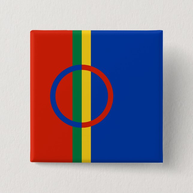 Flag of Lapland (Sápmi) 2 Inch Square Button (Front)