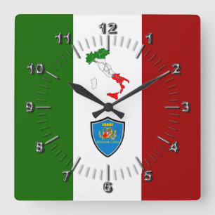 Flag of Lazio (Italy) Square Wall Clock