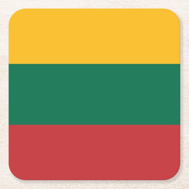 Flag of Lithuania Square Paper Coaster (Front)