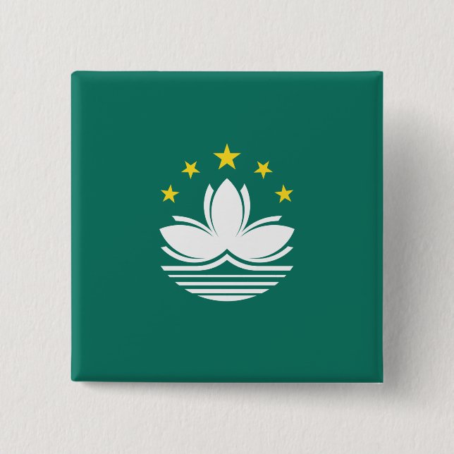Flag of Macau (Chinese Region) 2 Inch Square Button (Front)