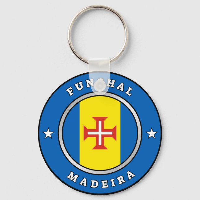Flag Of Madeira & Text Keychain (Front)